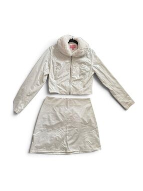 Dolls Kill Sugar Thrillz Bawdy Baby White Patent Jacket & Skirt Set Size L